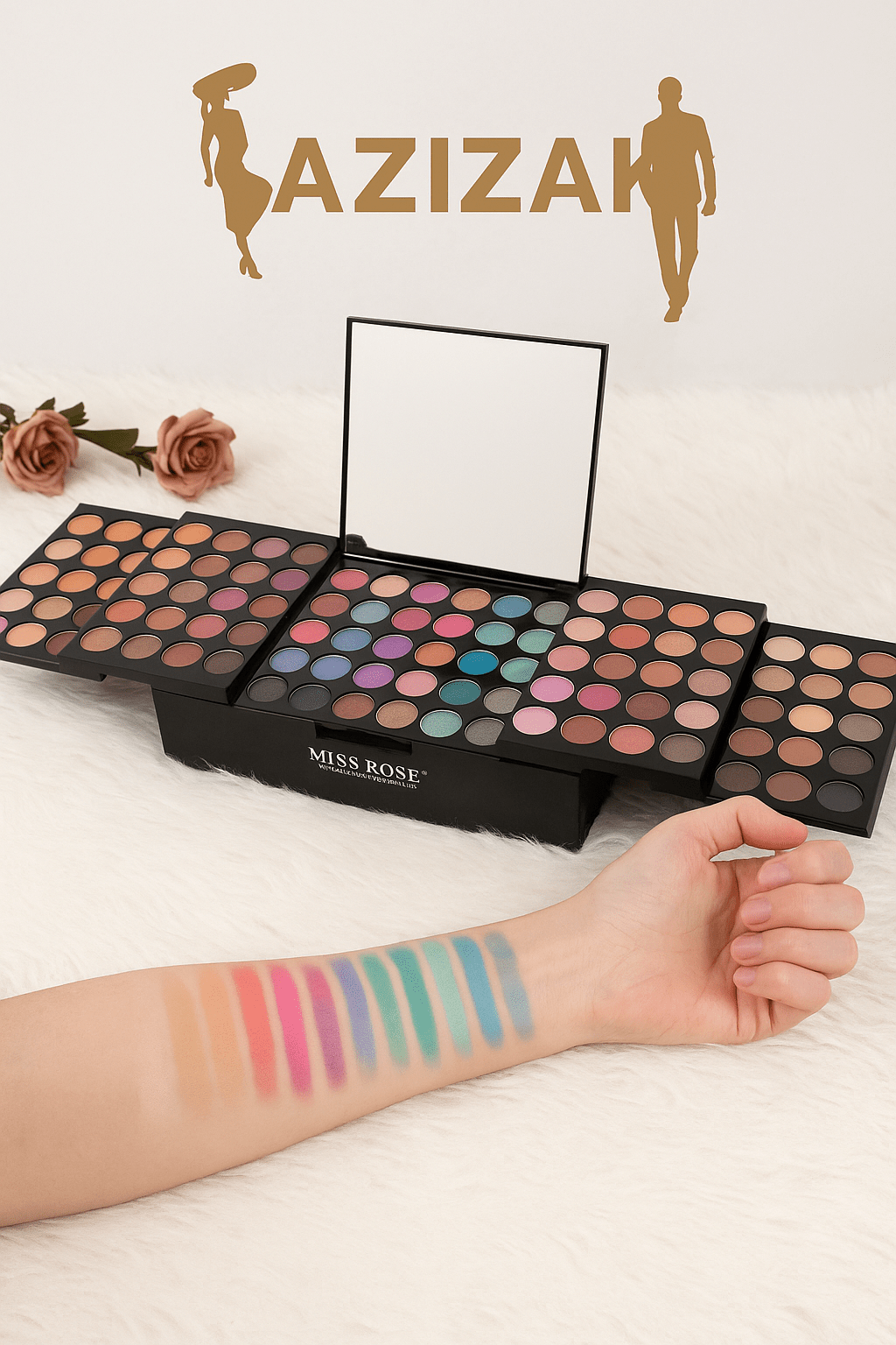 MISS RÔSE 142 - Color Eyeshadow Palette – Full Makeup Box with Mirror & ApplicatorsAzizaK