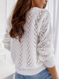 Mocha Solid Color Cutout Casual Knit SweaterAzizaK