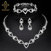 Necklace Earrings Bracelet Silver ColorAzizaK