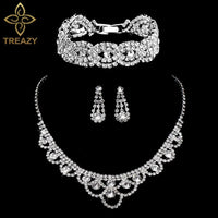 Necklace Earrings Bracelet Silver ColorAzizaK