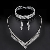 Necklace Earrings Bracelet Silver ColorAzizaK