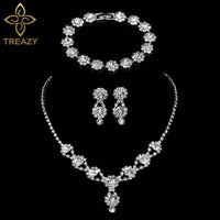 Necklace Earrings Bracelet Silver ColorAzizaK