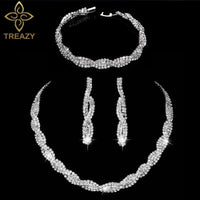 Necklace Earrings Bracelet Silver ColorAzizaK