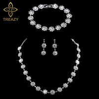 Necklace Earrings Bracelet Silver ColorAzizaK