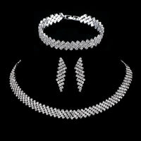 Necklace Earrings Bracelet Silver ColorAzizaK