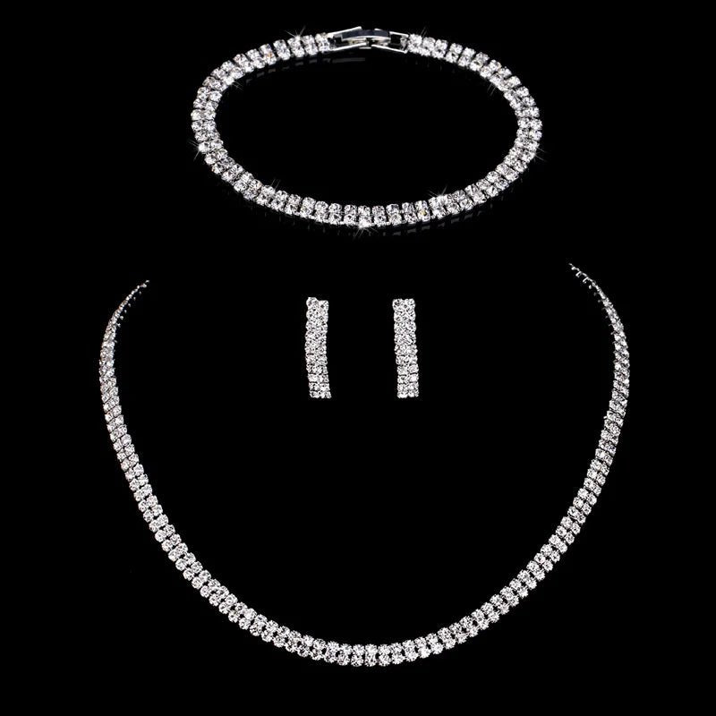Necklace Earrings Bracelet Silver ColorAzizaK