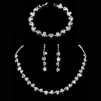 Necklace Earrings Bracelet Silver ColorAzizaK