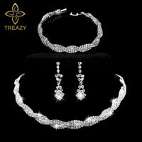 Necklace Earrings Bracelet Silver ColorAzizaK