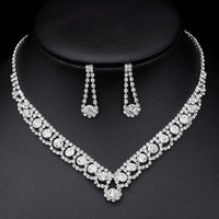 Necklace Earrings Bracelet Silver ColorAzizaK