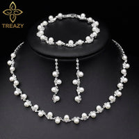 Necklace Earrings Bracelet Silver ColorAzizaK