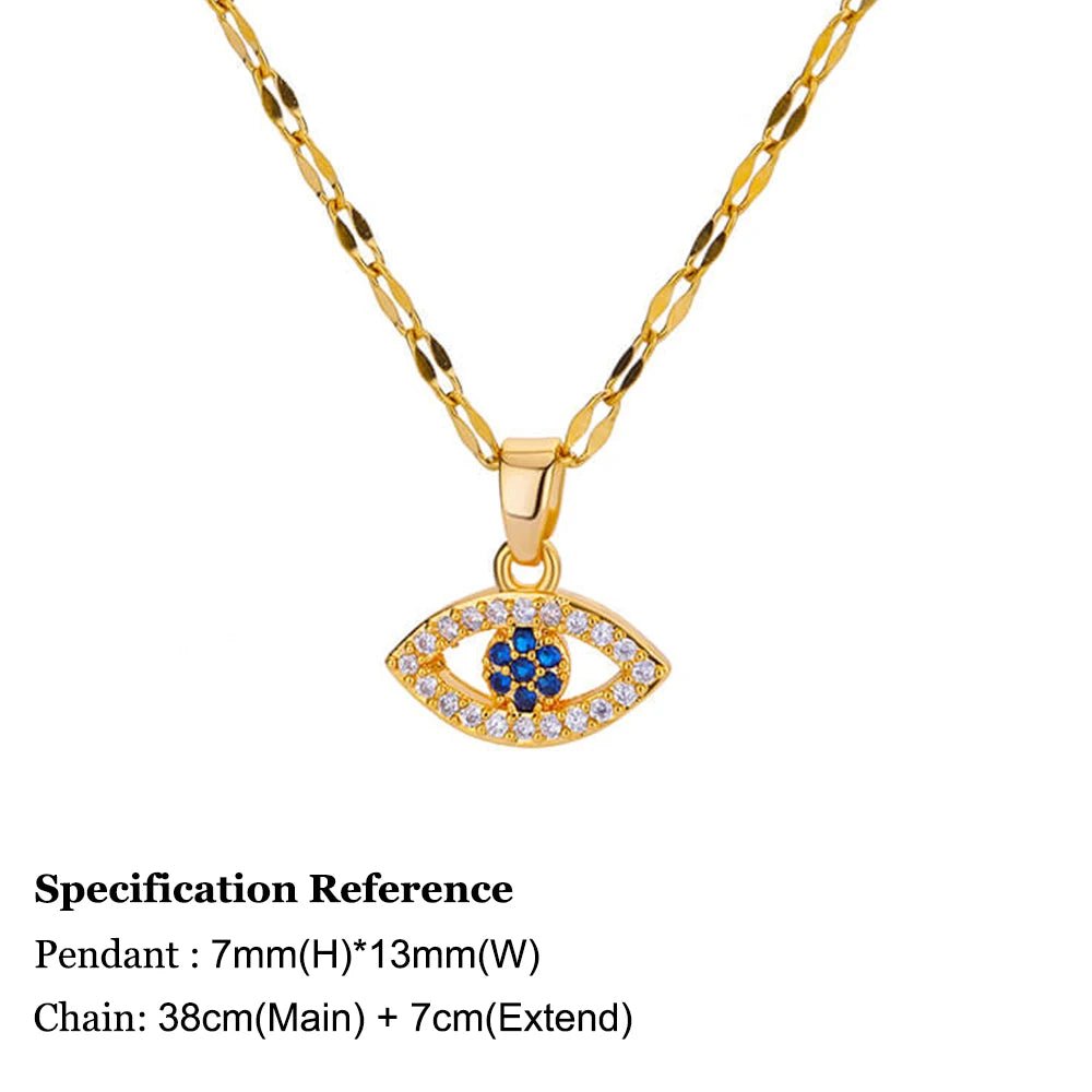 Necklace with Turkish eye pendant in stainless steel gold colorAzizaK