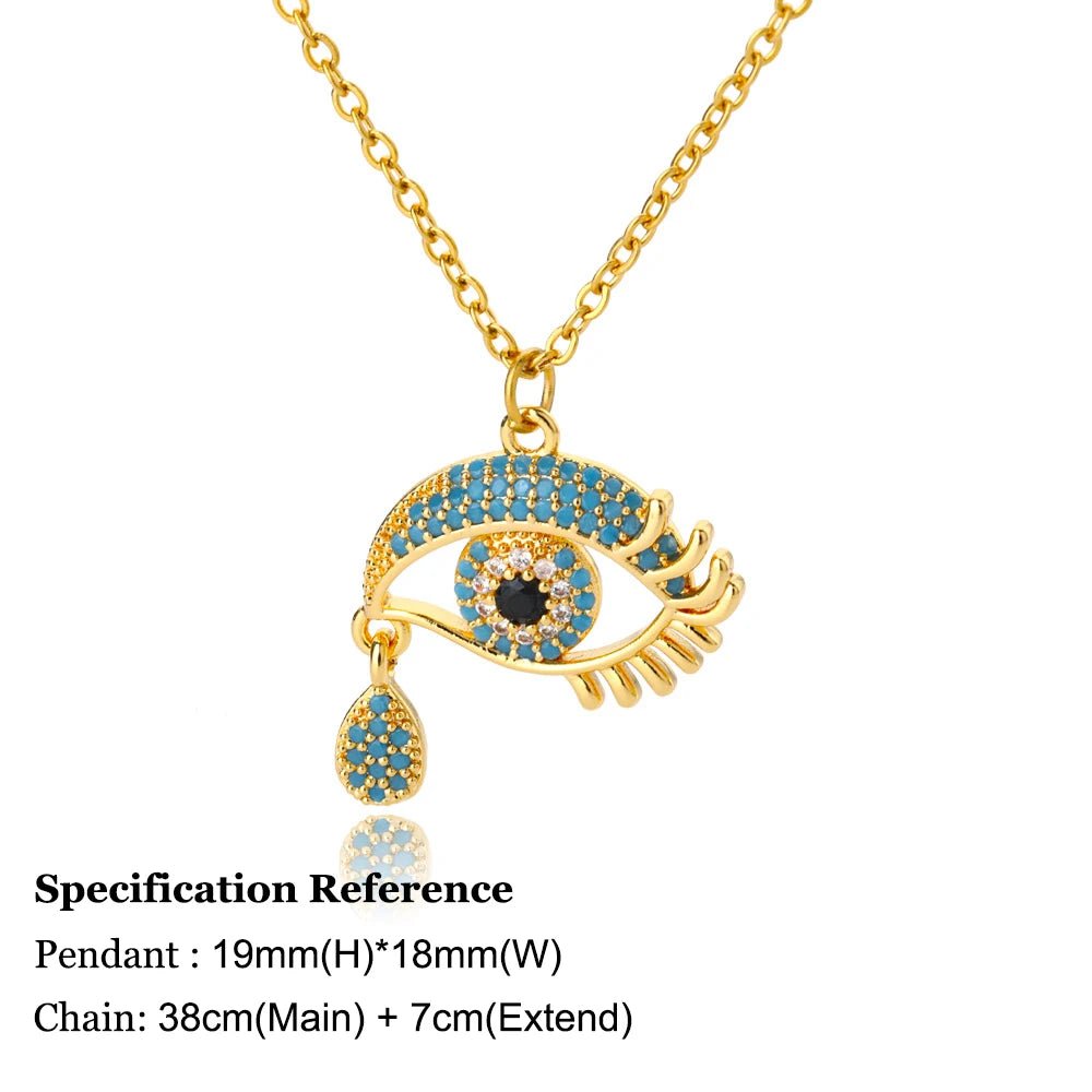 Necklace with Turkish eye pendant in stainless steel gold colorAzizaK