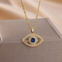 Necklace with Turkish eye pendant in stainless steel gold colorAzizaK