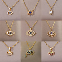 Necklace with Turkish eye pendant in stainless steel gold colorAzizaK