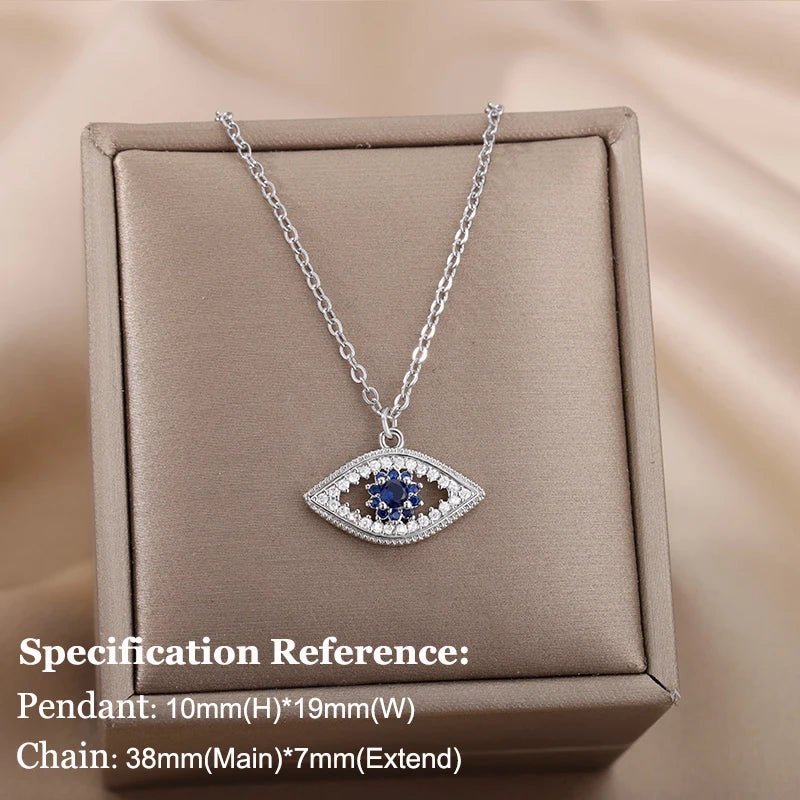 Necklace with Turkish eye pendant in stainless steel gold colorAzizaK