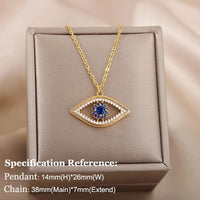 Necklace with Turkish eye pendant in stainless steel gold colorAzizaK