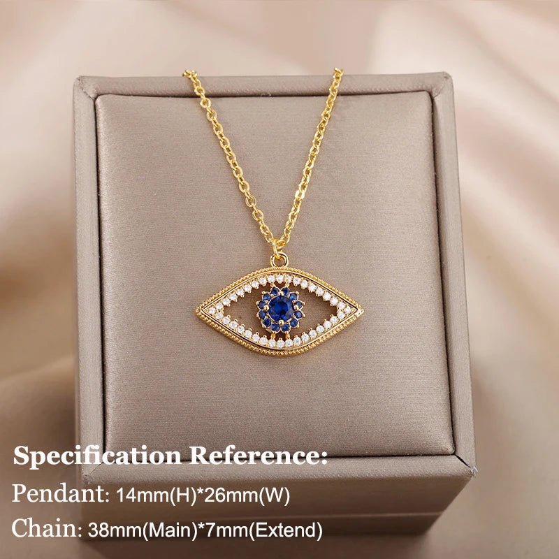 Necklace with Turkish eye pendant in stainless steel gold colorAzizaK