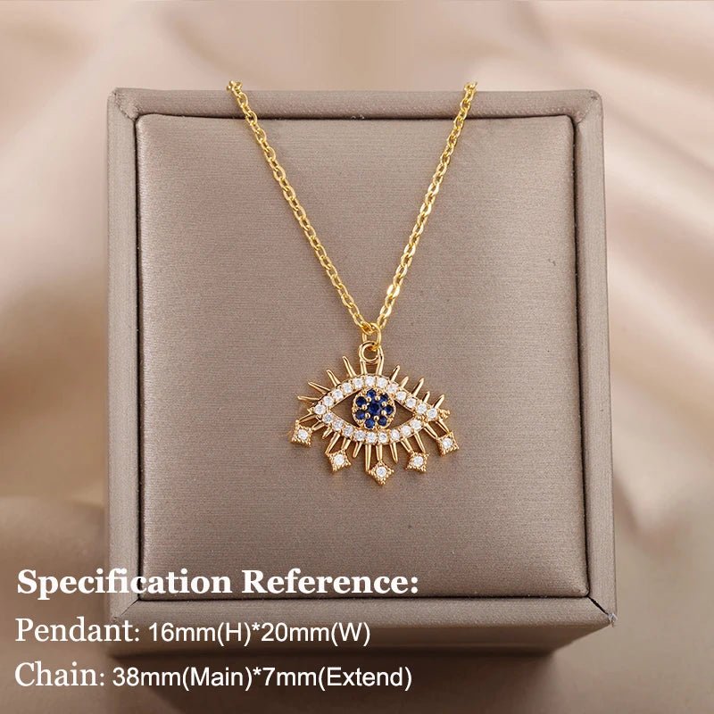 Necklace with Turkish eye pendant in stainless steel gold colorAzizaK