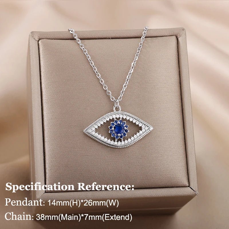 Necklace with Turkish eye pendant in stainless steel gold colorAzizaK