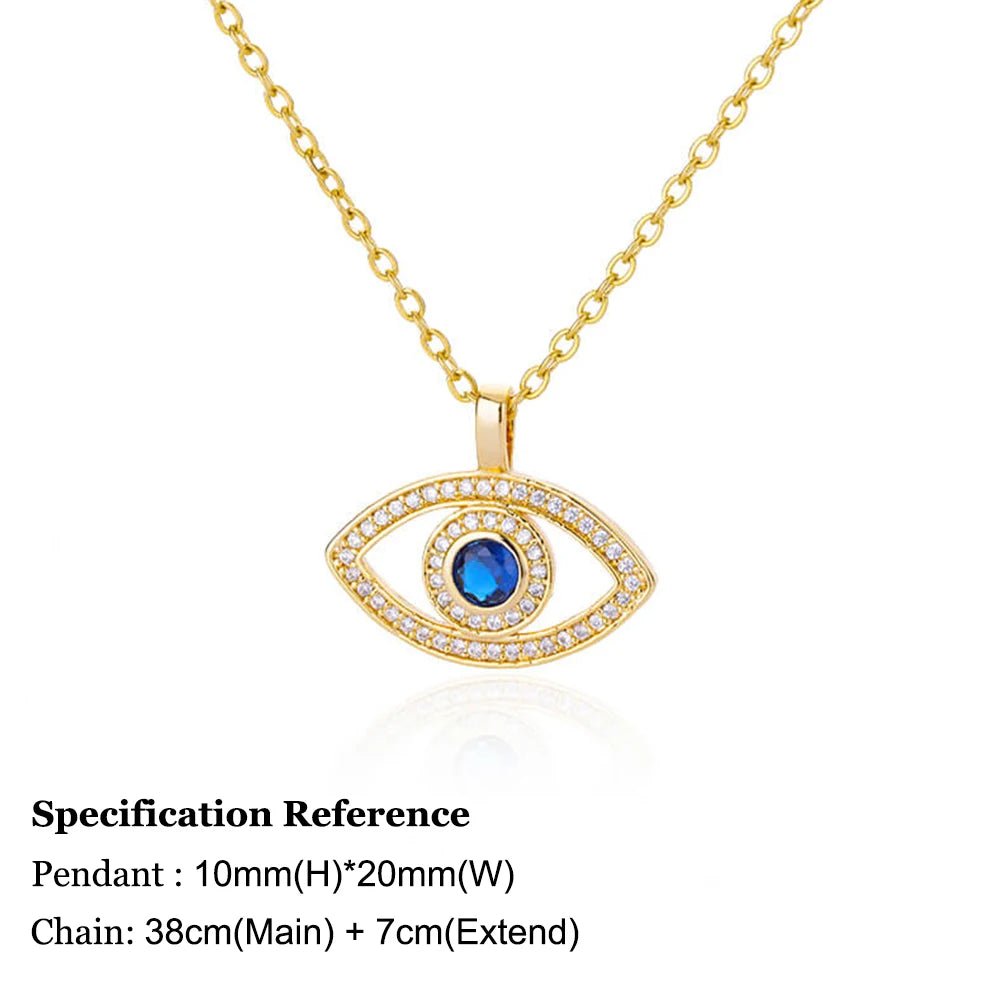 Necklace with Turkish eye pendant in stainless steel gold colorAzizaK