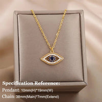 Necklace with Turkish eye pendant in stainless steel gold colorAzizaK