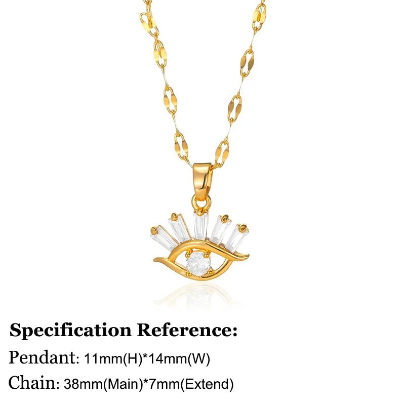 Necklace with Turkish eye pendant in stainless steel gold colorAzizaK