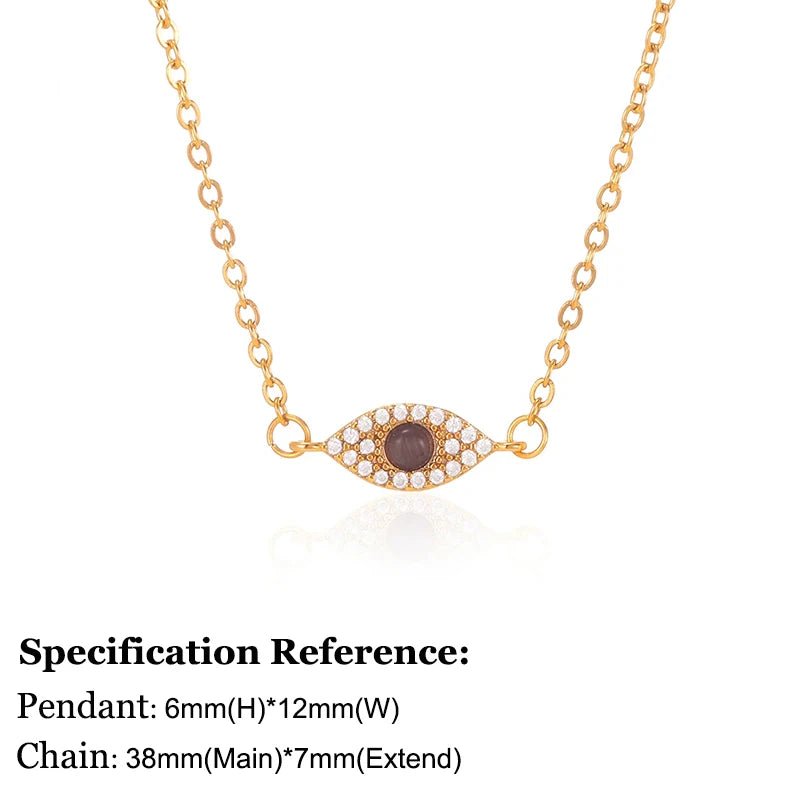 Necklace with Turkish eye pendant in stainless steel gold colorAzizaK