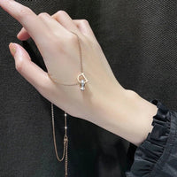 New Classic Zircon D Letter Pendant Titanium Steel Short NecklaceAzizaK