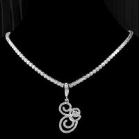 New Cursive Letters Cubic Zirconia Chain Intial Name Necklace Hip Hop Jewelry Gold Silver Color CZ 26 Alphabet Pendant NecklacesAzizaK