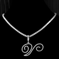 New Cursive Letters Cubic Zirconia Chain Intial Name Necklace Hip Hop Jewelry Gold Silver Color CZ 26 Alphabet Pendant NecklacesAzizaK
