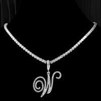 New Cursive Letters Cubic Zirconia Chain Intial Name Necklace Hip Hop Jewelry Gold Silver Color CZ 26 Alphabet Pendant NecklacesAzizaK