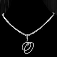 New Cursive Letters Cubic Zirconia Chain Intial Name Necklace Hip Hop Jewelry Gold Silver Color CZ 26 Alphabet Pendant NecklacesAzizaK