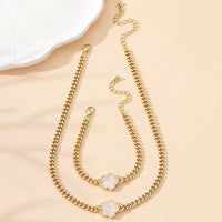 New Hot Selling Multicolour Lucky Five Leaf Flower Pendant Necklace Bracelet Set for Women Gift Trendy Jewelry Paty Jewelry SetsAzizaK