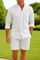 ✨ New Summer Trend Set – Cotton Linen Shirt and Shorts 🌿AzizaK