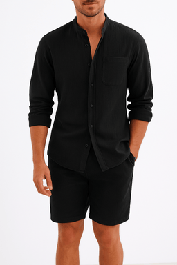✨ New Summer Trend Set – Cotton Linen Shirt and Shorts 🌿AzizaK