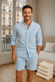 ✨ New Summer Trend Set – Cotton Linen Shirt and Shorts 🌿AzizaK