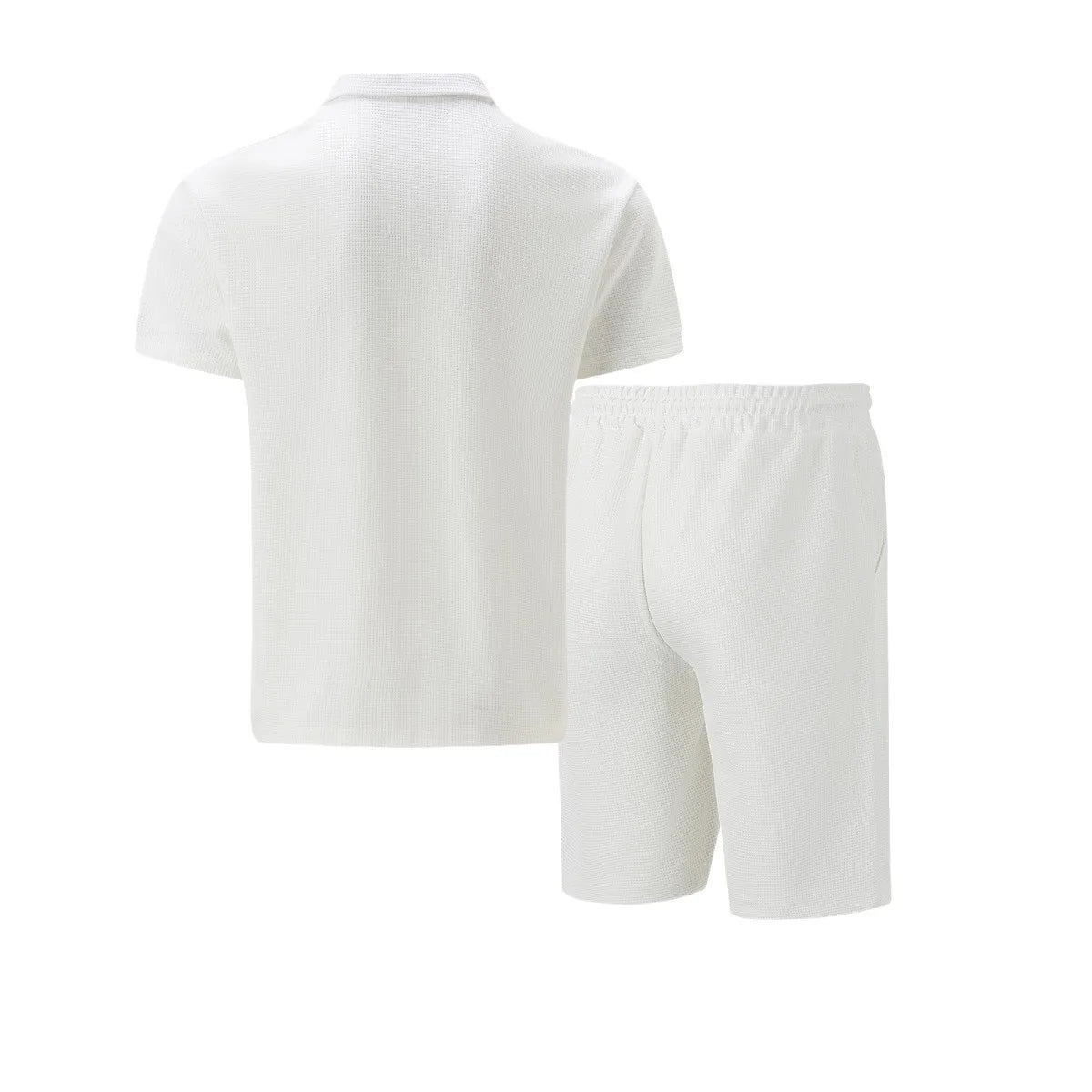 🌞 New Summer Waffle Set – Solid Color Zip - Up Lapel Top & Shorts (2 - Piece)AzizaK