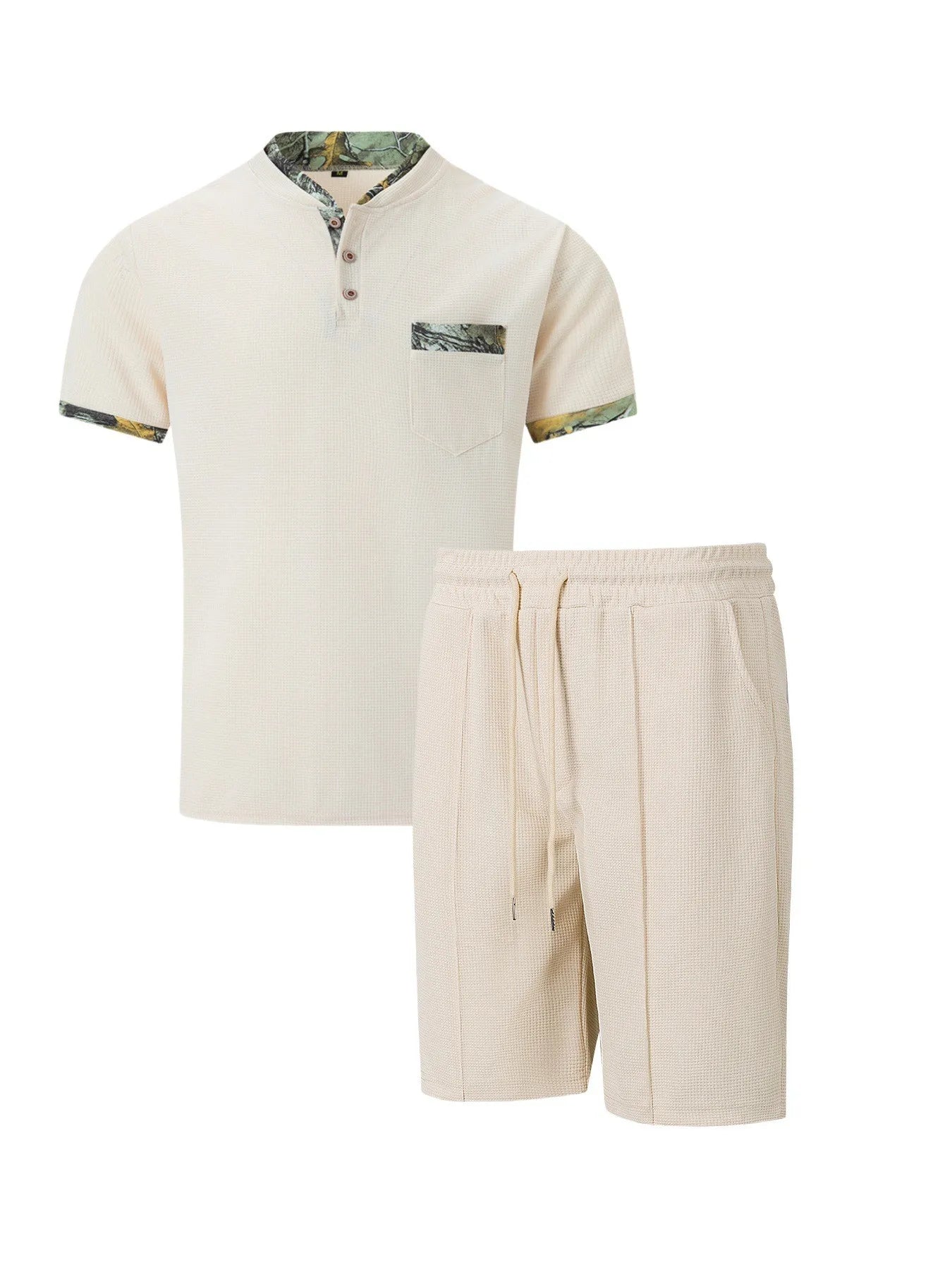 🌞 New Summer Waffle Set – Solid Color Zip - Up Lapel Top & Shorts (2 - Piece)AzizaK