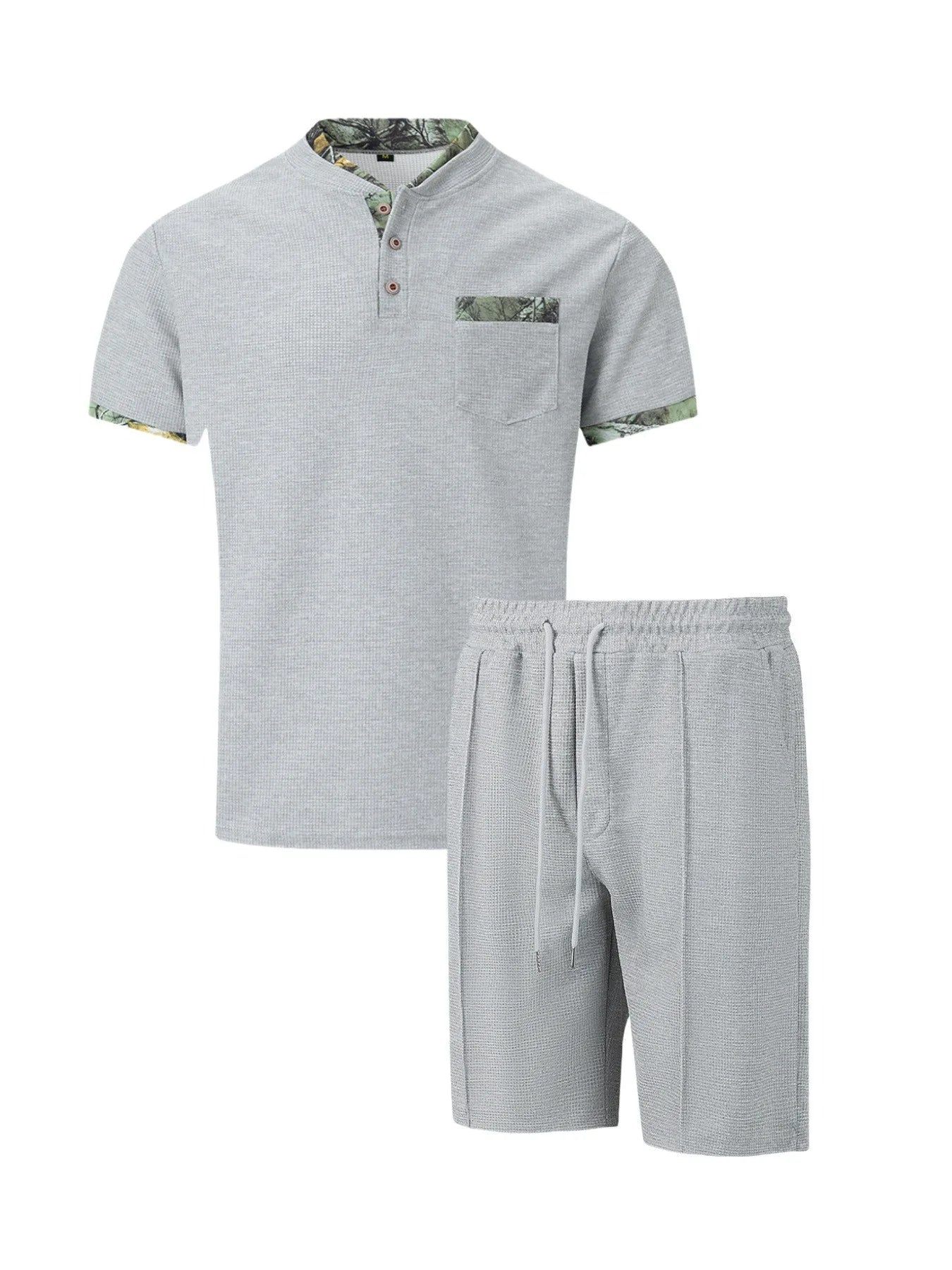 🌞 New Summer Waffle Set – Solid Color Zip - Up Lapel Top & Shorts (2 - Piece)AzizaK