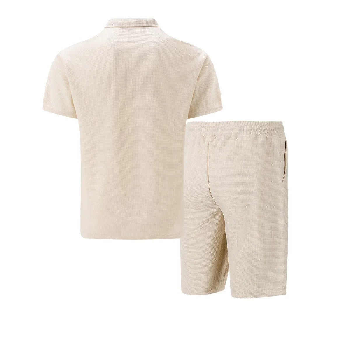 🌞 New Summer Waffle Set – Solid Color Zip - Up Lapel Top & Shorts (2 - Piece)AzizaK