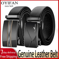 OUYIFAN Men's Belt Genuine Leather Belt for Men Automatic Belts Adjustable Belt Business BeltsAzizaK