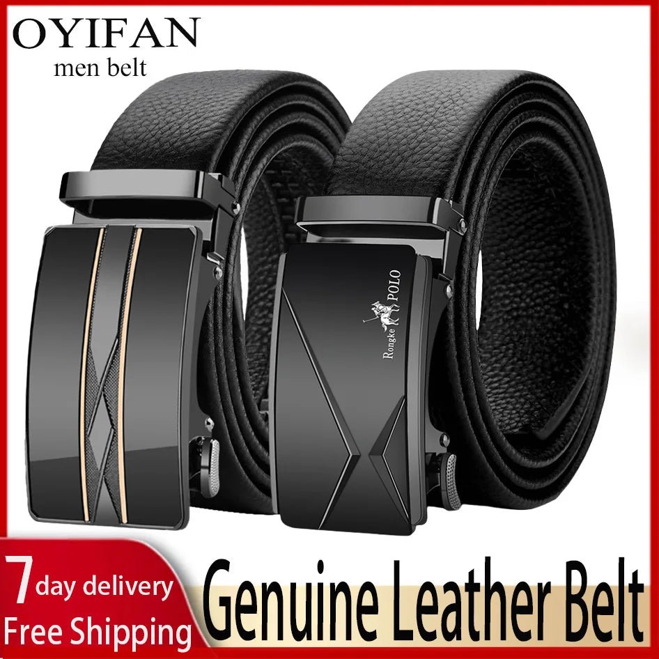 OUYIFAN Men's Belt Genuine Leather Belt for Men Automatic Belts Adjustable Belt Business BeltsAzizaK