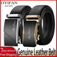 OUYIFAN Men's Belt Genuine Leather Belt for Men Automatic Belts Adjustable Belt Business BeltsAzizaK