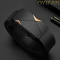 OYIFAN Luxury Automatic Buckle Belt – Geometric Black DesignAzizaK