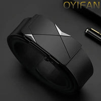 OYIFAN Luxury Automatic Buckle Belt – Geometric Black DesignAzizaK