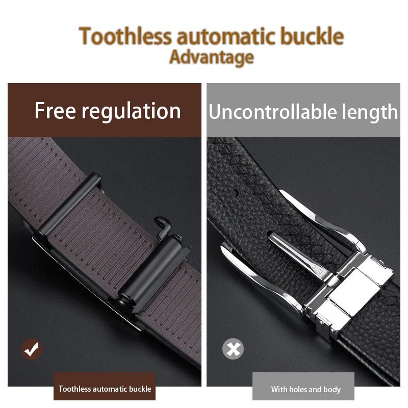 OYIFAN Luxury Automatic Buckle Belt – Geometric Black DesignAzizaK