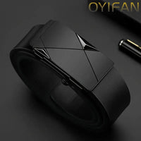 OYIFAN Luxury Automatic Buckle Belt – Geometric Black DesignAzizaK