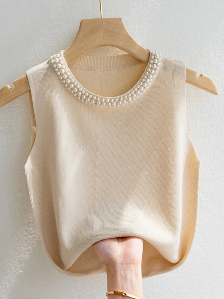 Pearl Collar Tank TopAzizaK