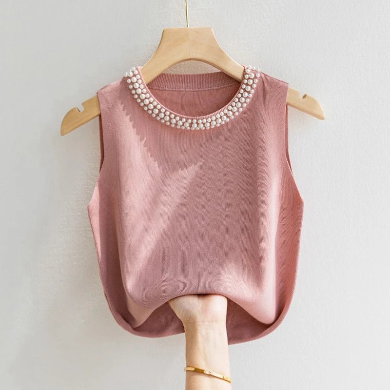 Pearl Collar Tank TopAzizaK