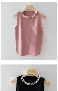 Pearl Collar Tank TopAzizaK